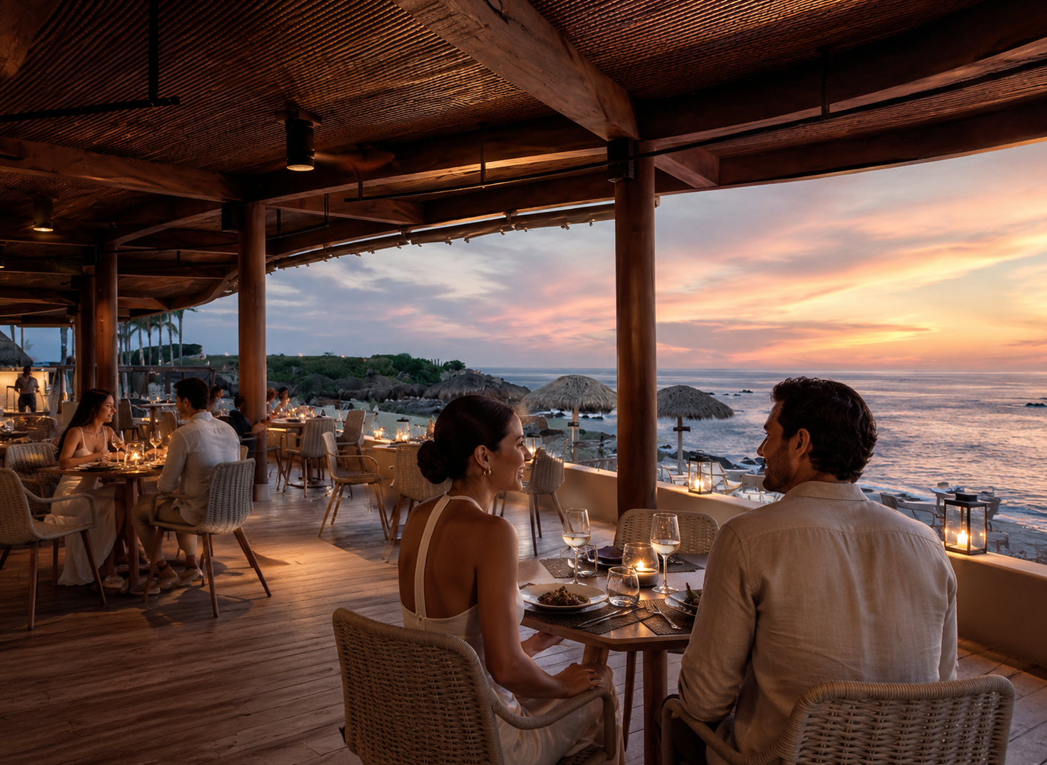 Oceanfront dining in Punta Mita